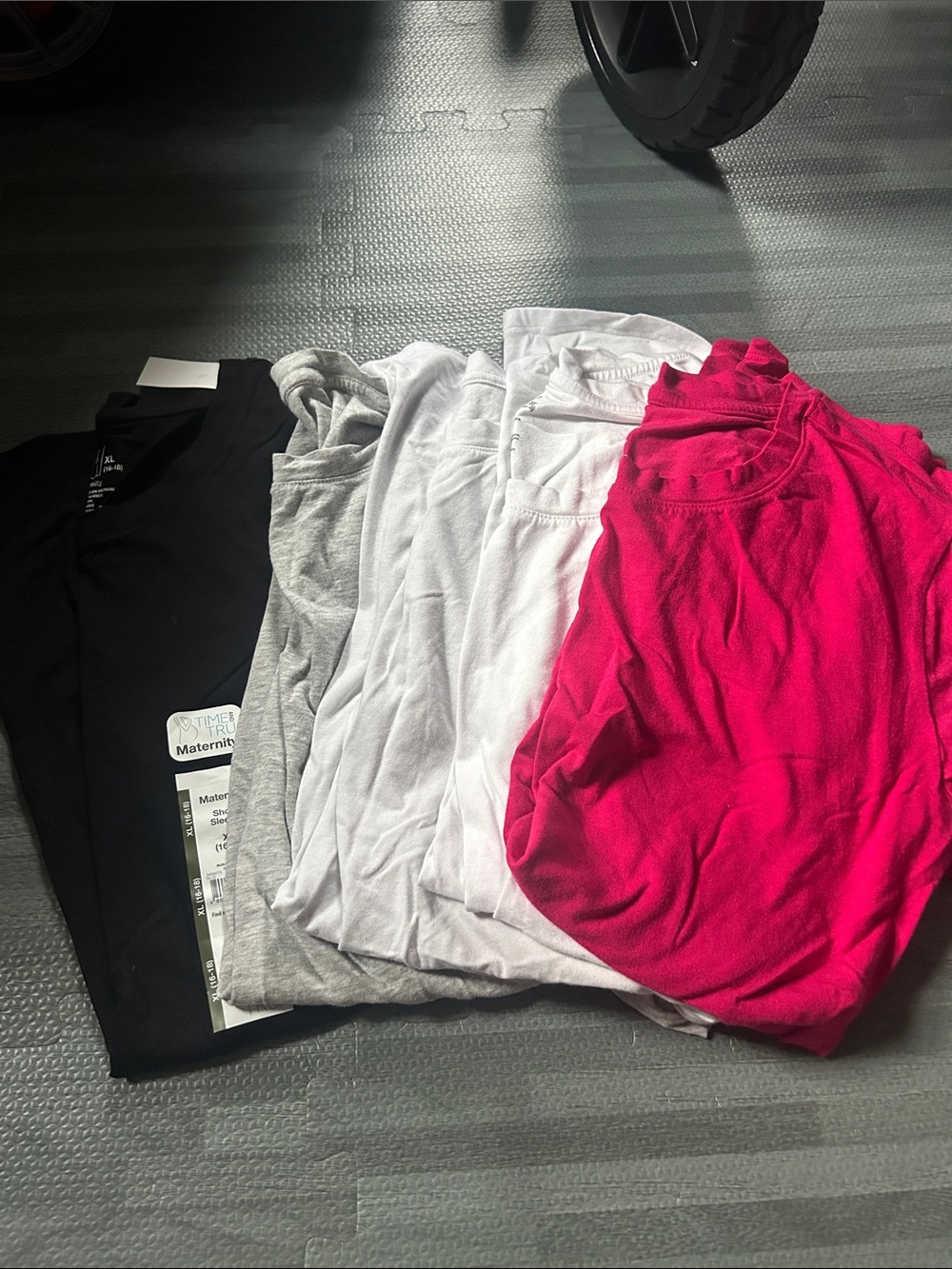 Time and Tru MATERNITY Tees Bundle- Black, Gray, (2)White, Hot Pink